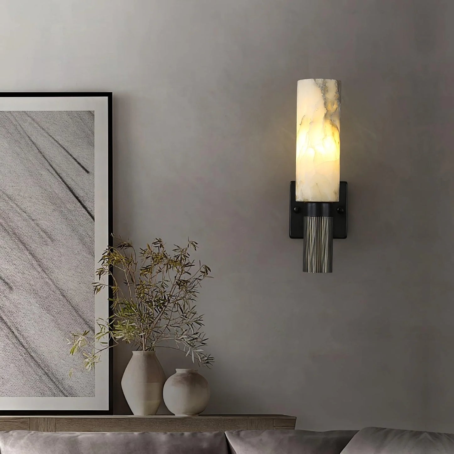 Aplique de pared antorcha de alabastro