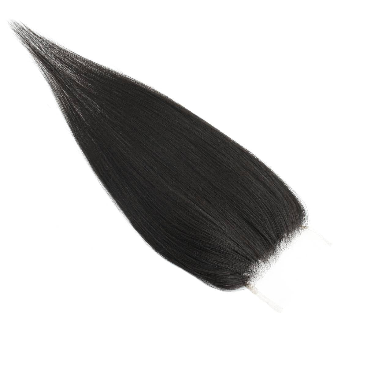Cierre de encaje transparente 4x4 de cabello humano liso Yaki