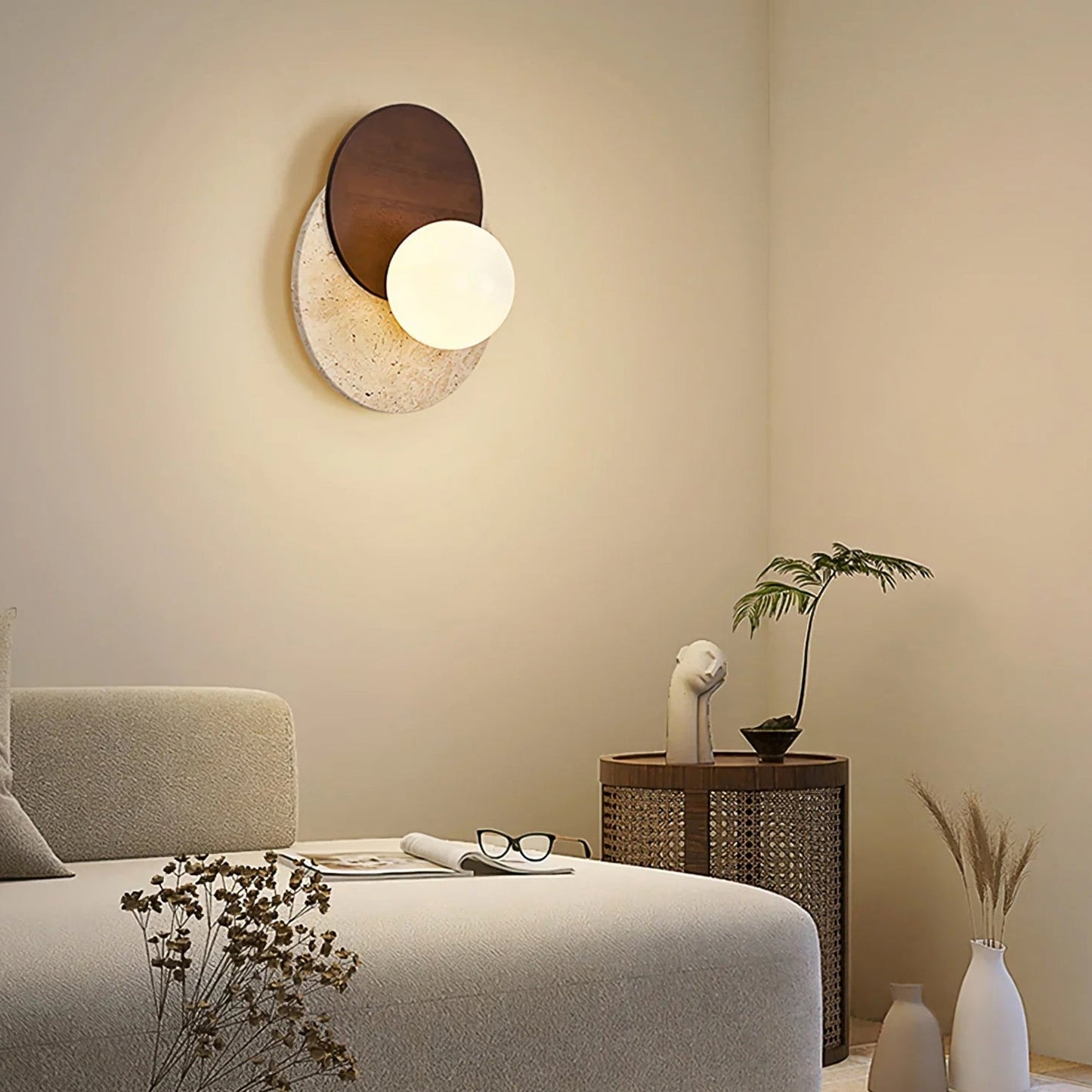 Lámpara de pared de travertino