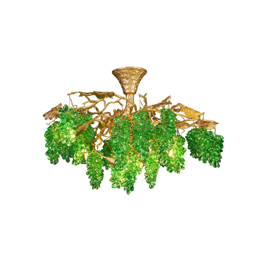 Candelabro de uvas de cristal y ramas de árbol