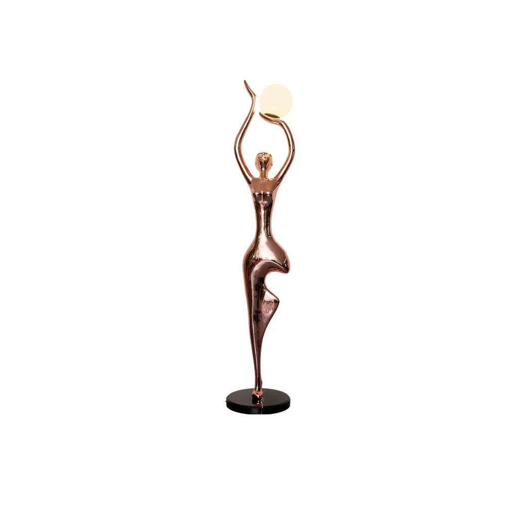 Lámpara de pie de escultura de yoga en postura del árbol