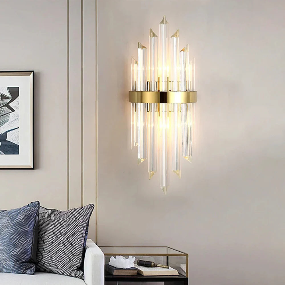 Lámpara de pared de varilla de cristal triangular