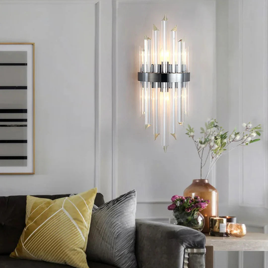 Lámpara de pared de varilla de cristal triangular