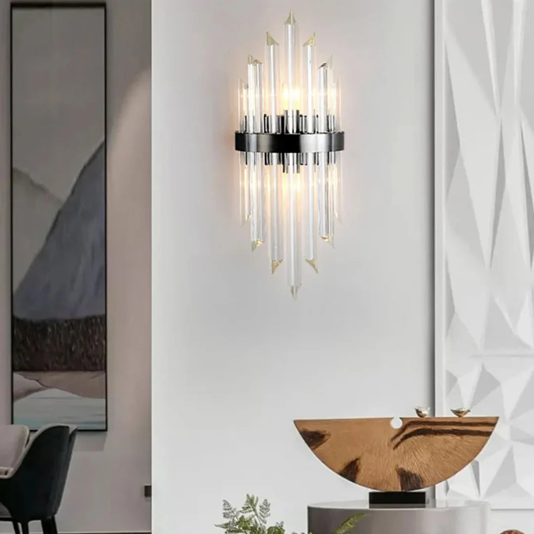 Lámpara de pared de varilla de cristal triangular