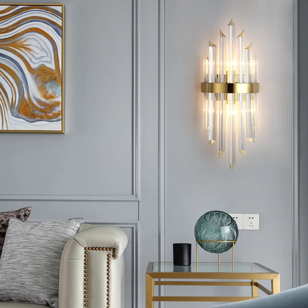 Lámpara de pared de varilla de cristal triangular