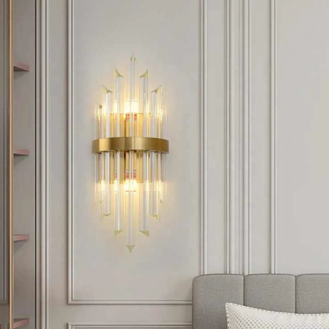 Lámpara de pared de varilla de cristal triangular