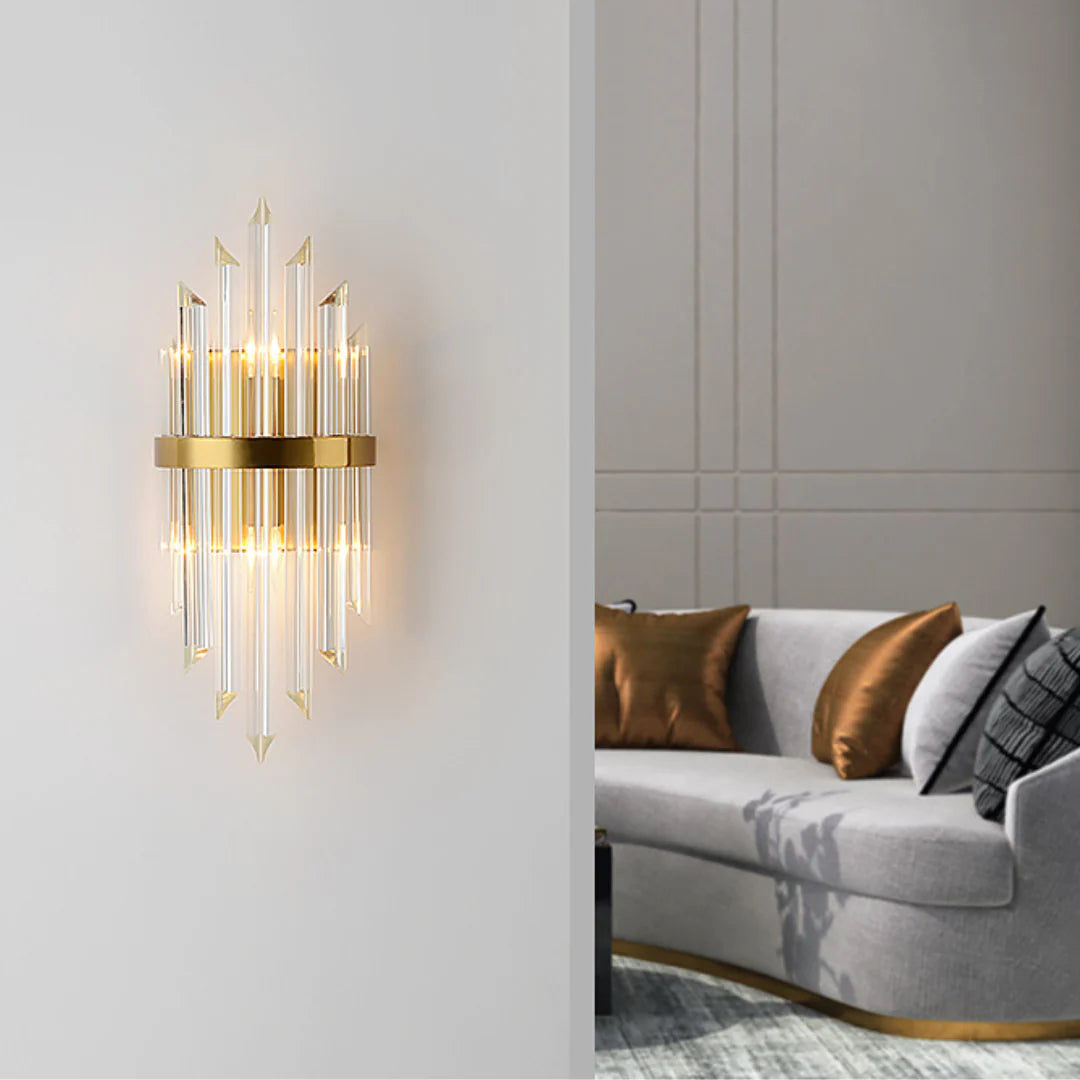 Lámpara de pared de varilla de cristal triangular
