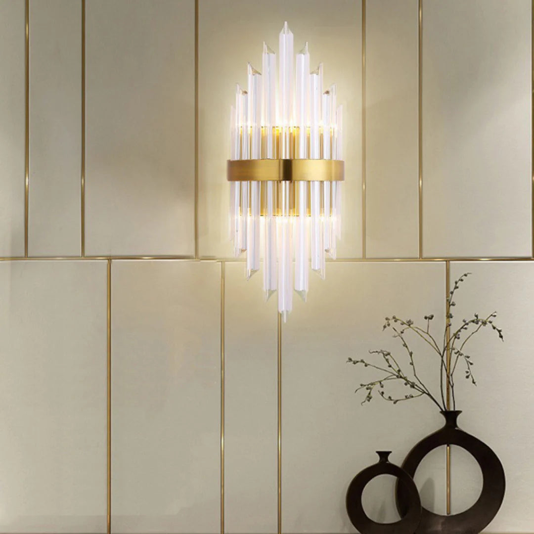 Lámpara de pared de varilla de cristal triangular