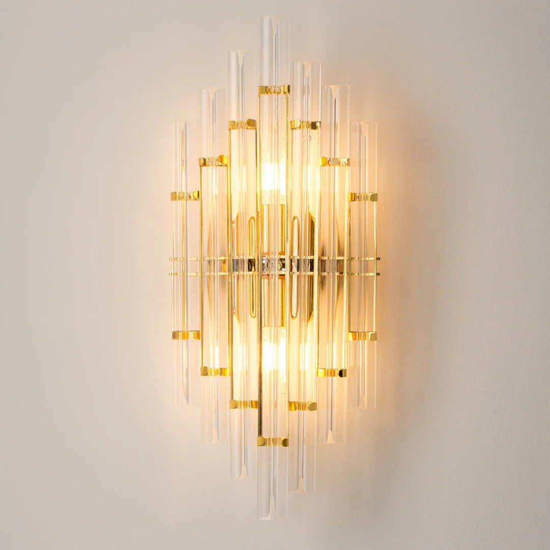 Aplique de Pared de Cristal Transparente Tubular