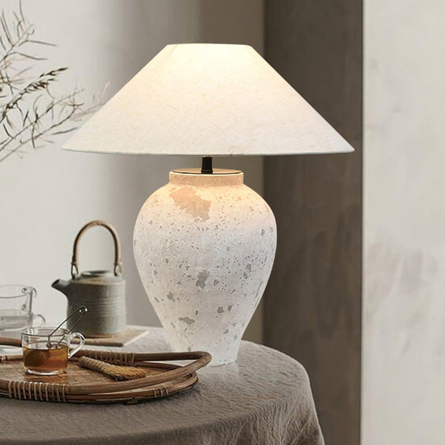 Lámpara de mesa de piedra toscana