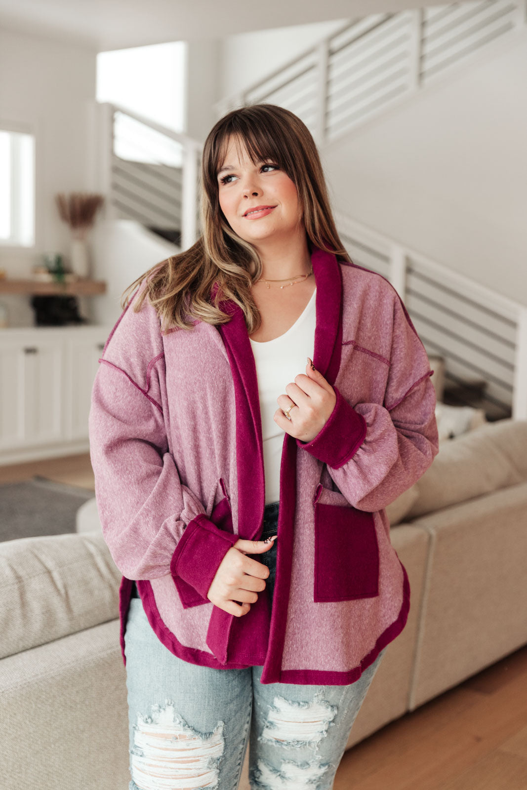 Chaqueta Two Hearts color ciruela