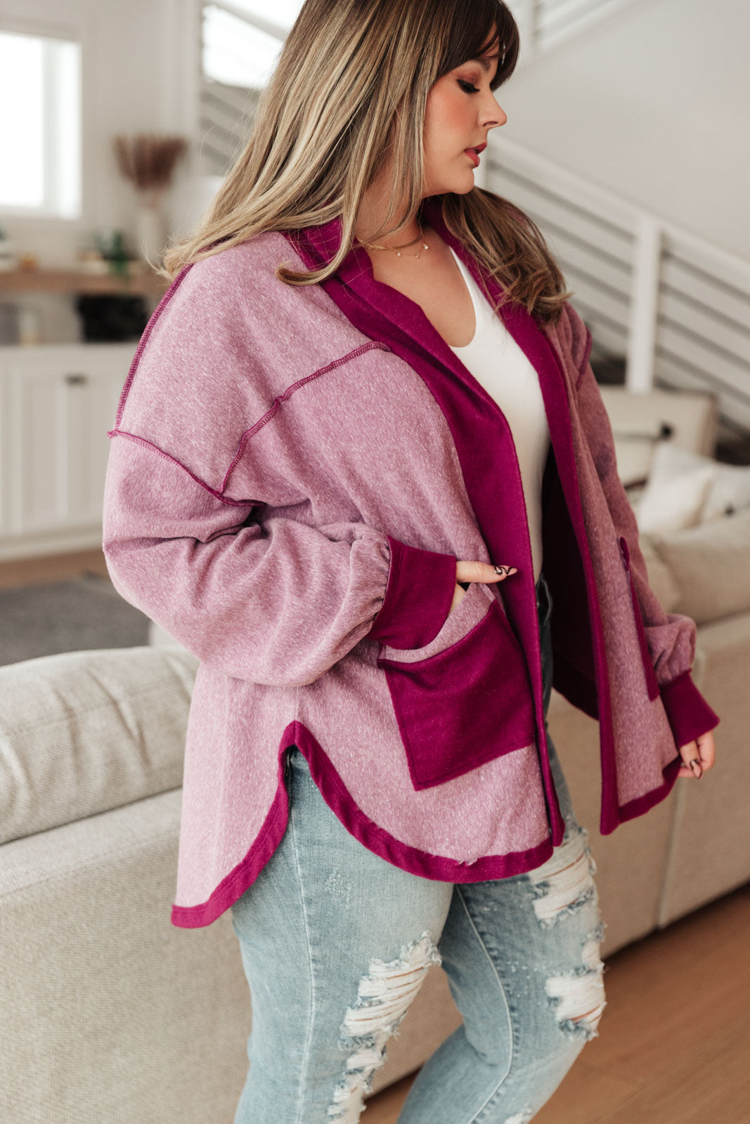 Chaqueta Two Hearts color ciruela