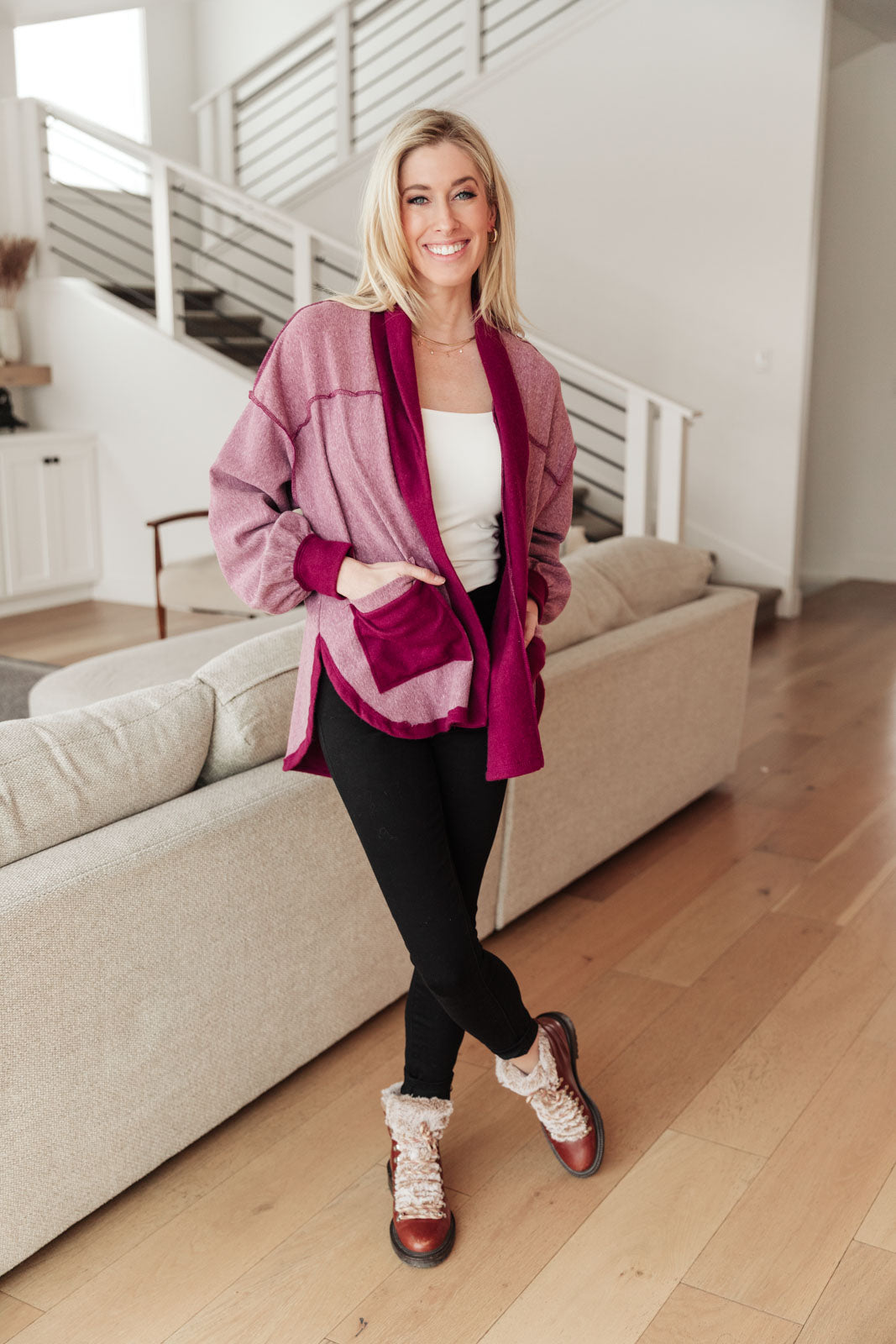 Chaqueta Two Hearts color ciruela