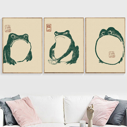 Pósteres de ranas en lienzo de Matsumoto Hoji