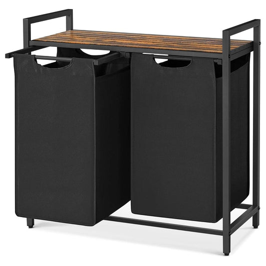 Clasificador de ropa industrial moderno de metal y madera negro/marrón