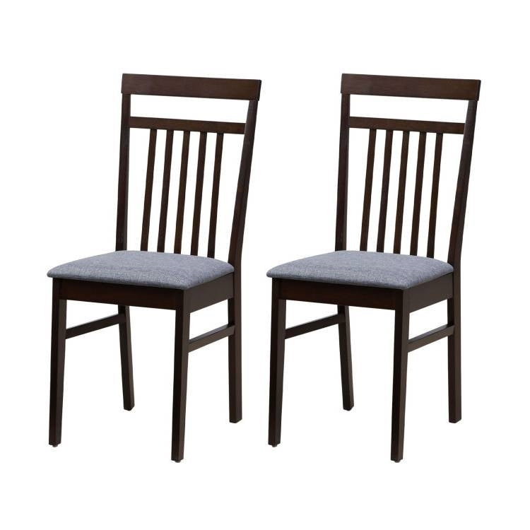 Juego de 2 - Clásicas sillas de comedor de madera resistentes con asiento tapizado en gris