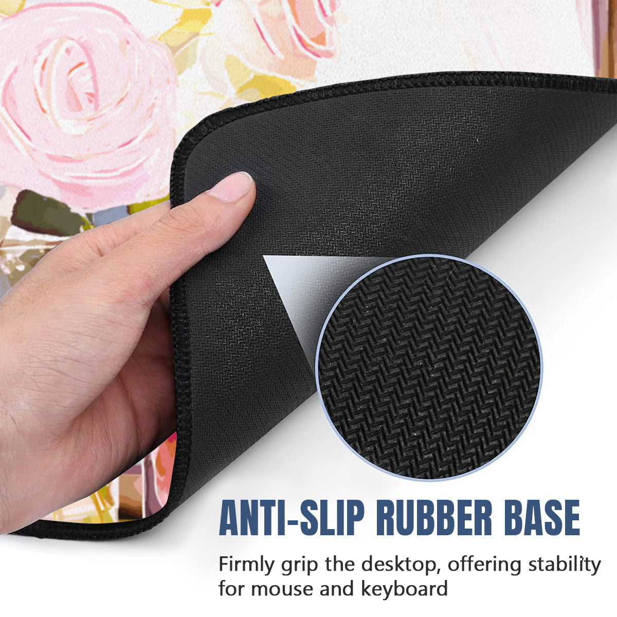 Pink Flowers & Perfume 40" x 20" Mousepad Desk Mat