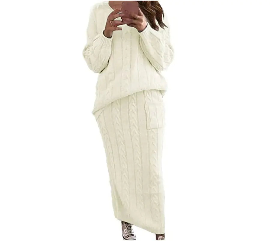 Autumn Winter Women's Fashion Sweater Dress Set