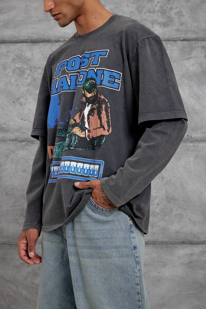 Camiseta gráfica unisex "Post Malone" – Suéter extragrande superpuesto