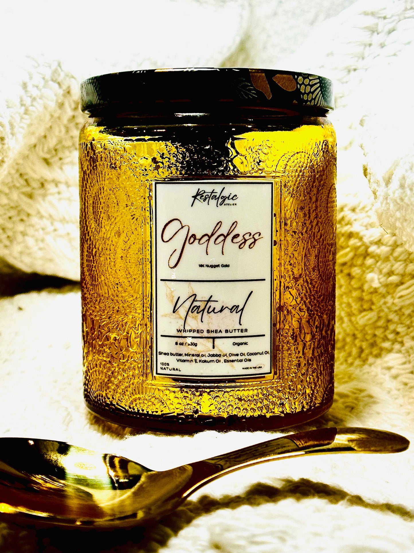 Unleash Your Inner Goddess with our Divine Glimmer Body Butter - With Gold Spoon