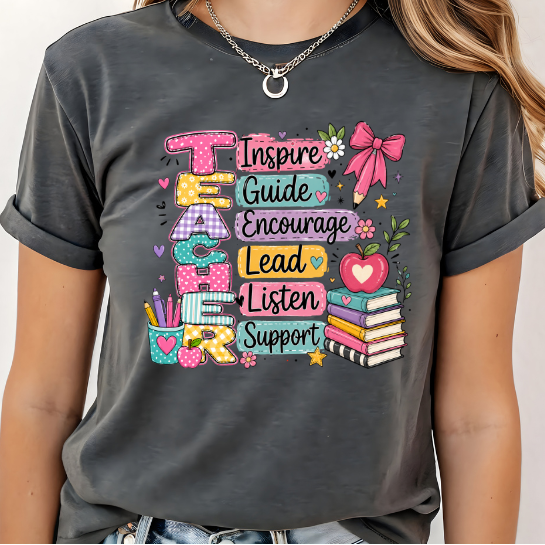 Teacher Inspire guide Lead Listen | 100% Cotton Tshirt | Christian Shirt | Stylish Trendy Apparel nn