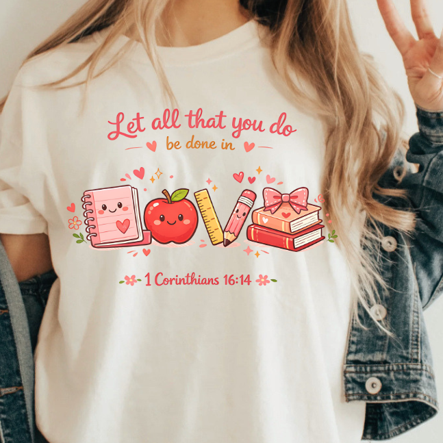 Let all that you do be done in Love Teacher school | 100% Cotton Tshirt | Christian Shirt | Stylish Trendy Apparel nn