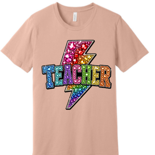 Teaching Lightning bolt | 100% Cotton Tshirt | Fun Rhinestone Shirt | Stylish Trendy Apparel nn