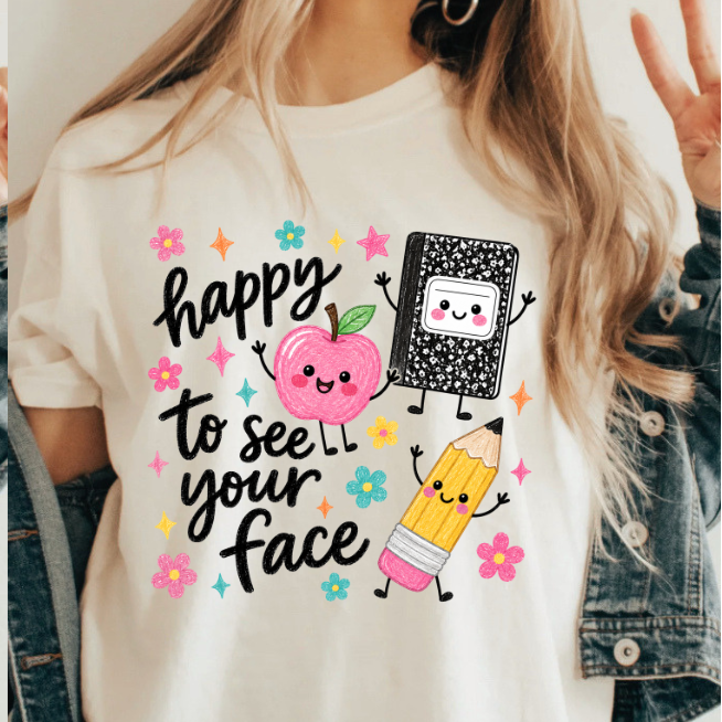 Happy to see your face Teacher shirt | 100% Cotton Tshirt | teacher Shirt | Stylish Trendy Apparel nn