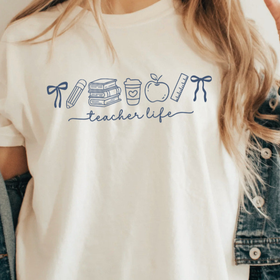 Teacher Life shirt | 100% Cotton Tshirt | Trendy teacher Shirt | Stylish Trendy School Apparel nn