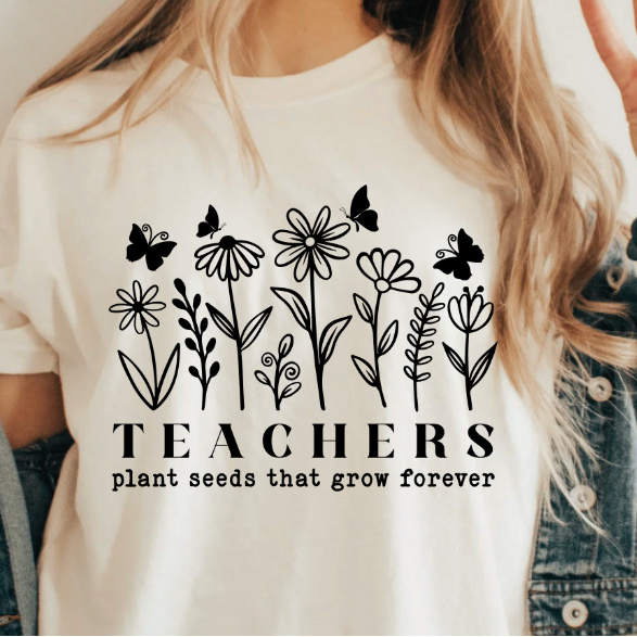 Teachers Plant seeds that grow forever Teacher shirt | 100% Cotton Tshirt | teacher Shirt | Stylish Trendy School Apparel nn
