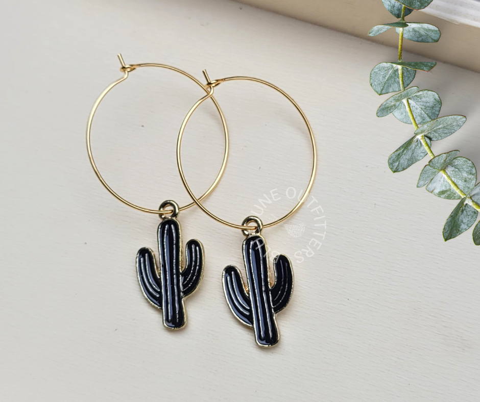 Cactus 18k Gold Plated Hoops