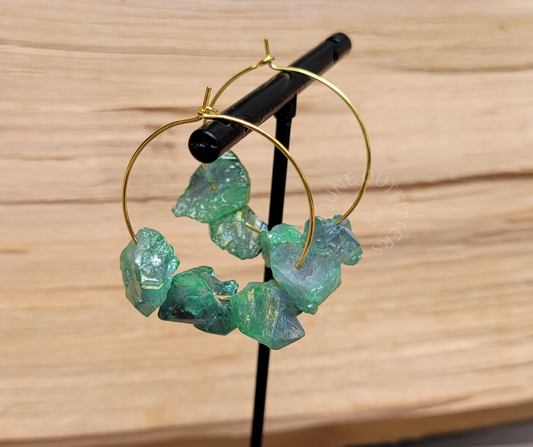 Aura Quartz 18k Gold Plated Hoop Earrings
