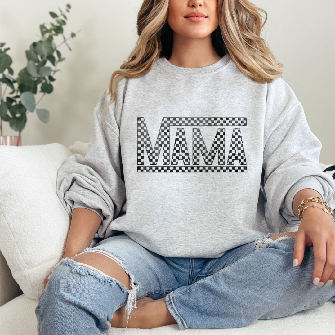 Sudadera gráfica a cuadros "Mama"
