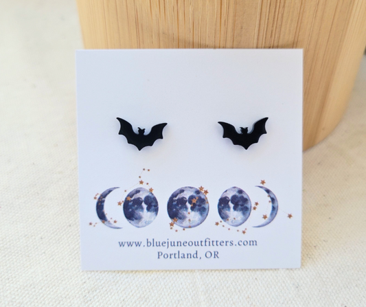 Pendientes de murciélagos negros | Joyería gótica de Halloween