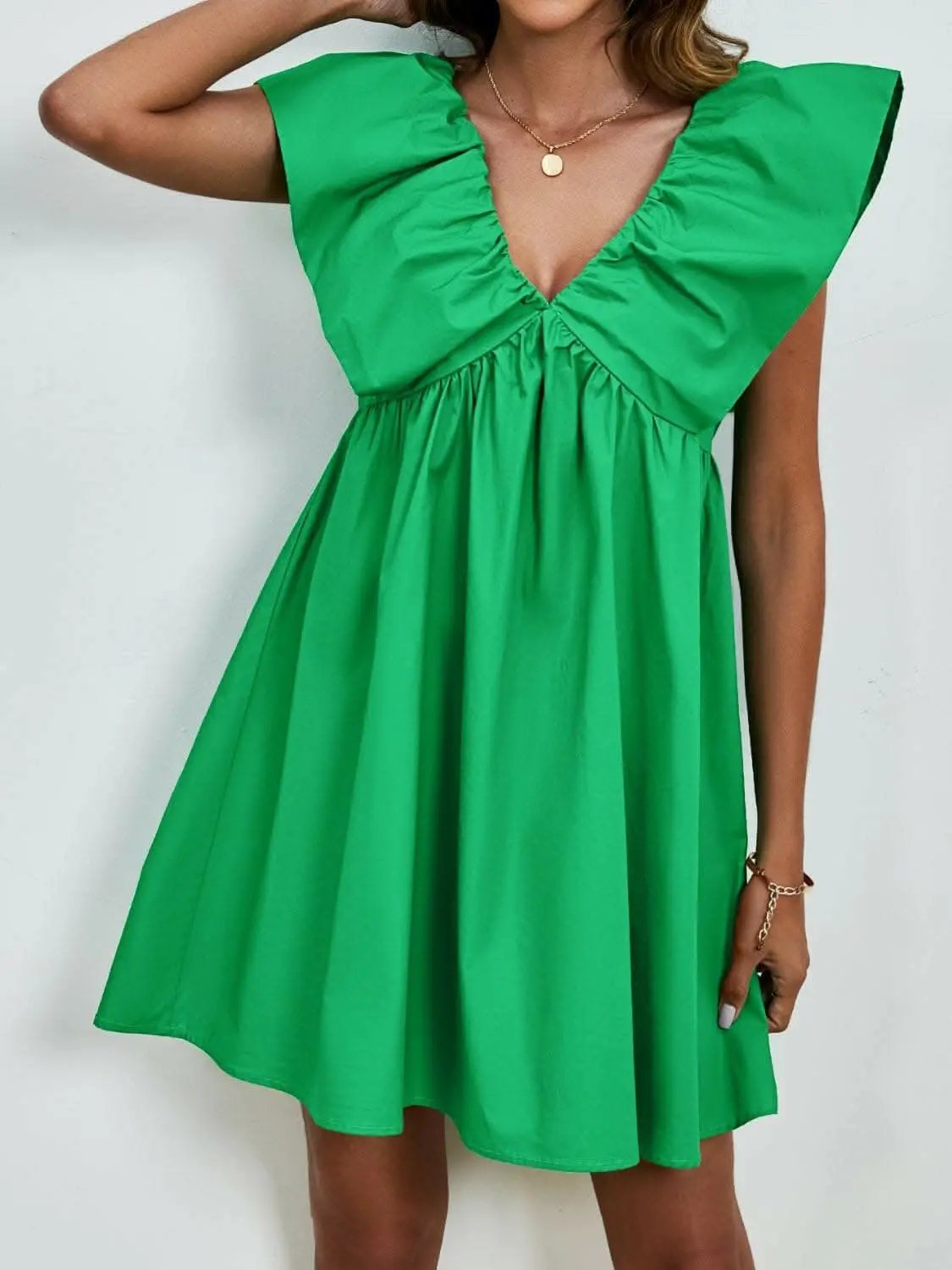 Dresses Trendsi V-neck cap sleeve mini dress