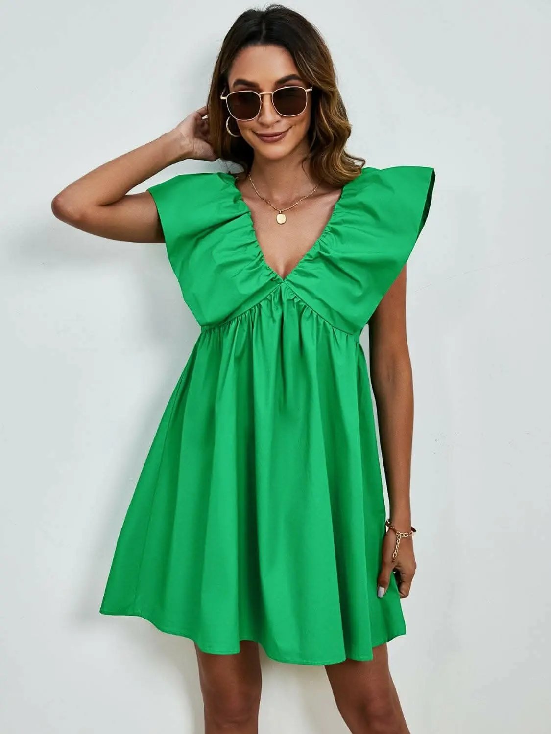 Dresses Trendsi V-neck cap sleeve mini dress