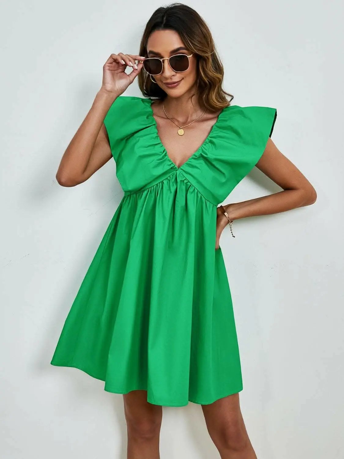 Dresses Trendsi V-neck cap sleeve mini dress