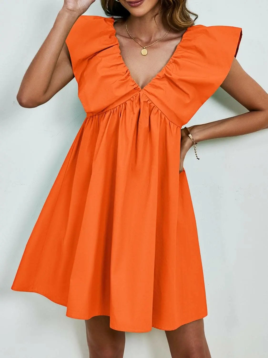 Dresses Trendsi V-neck cap sleeve mini dress