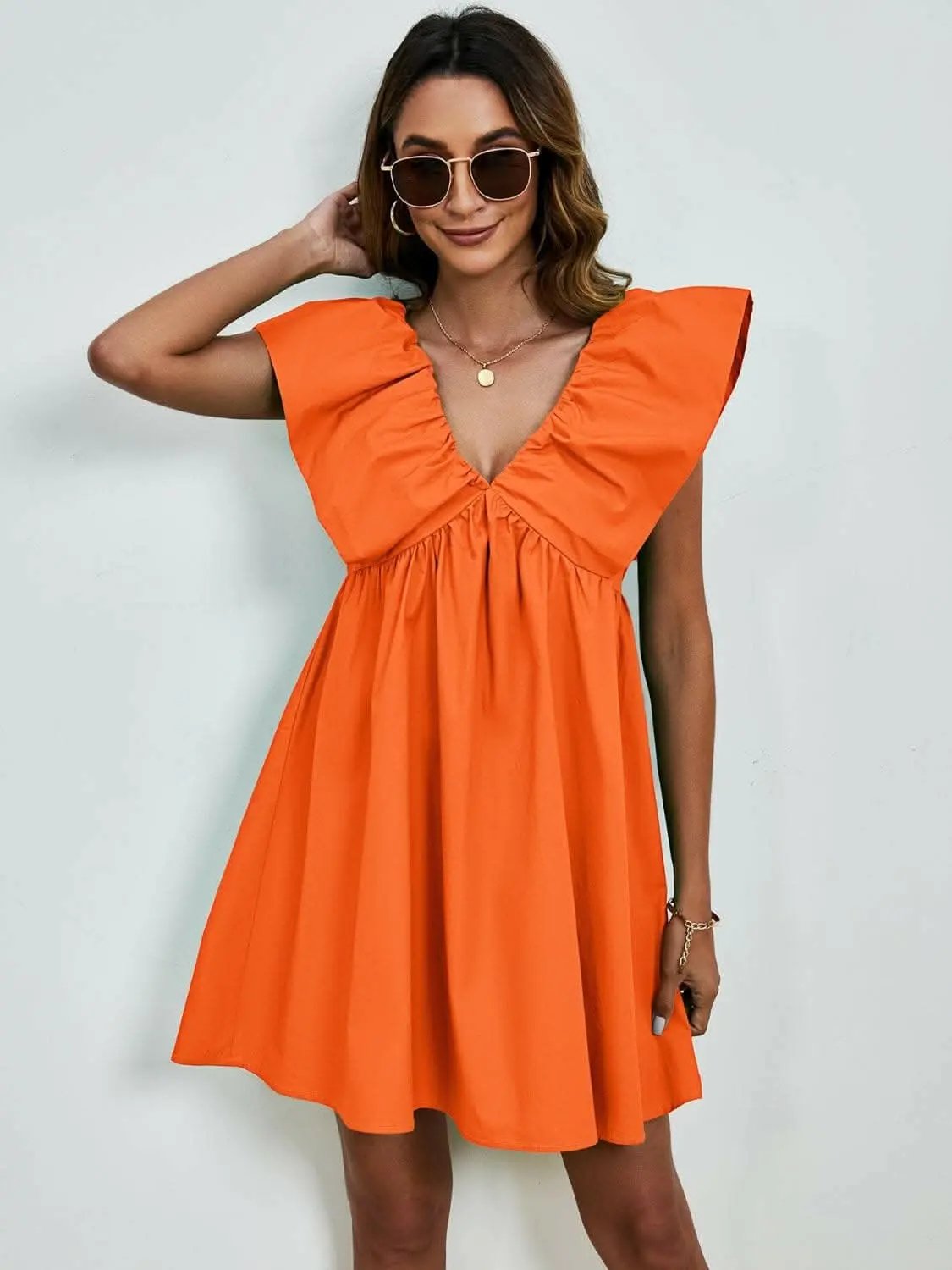 Dresses Trendsi V-neck cap sleeve mini dress