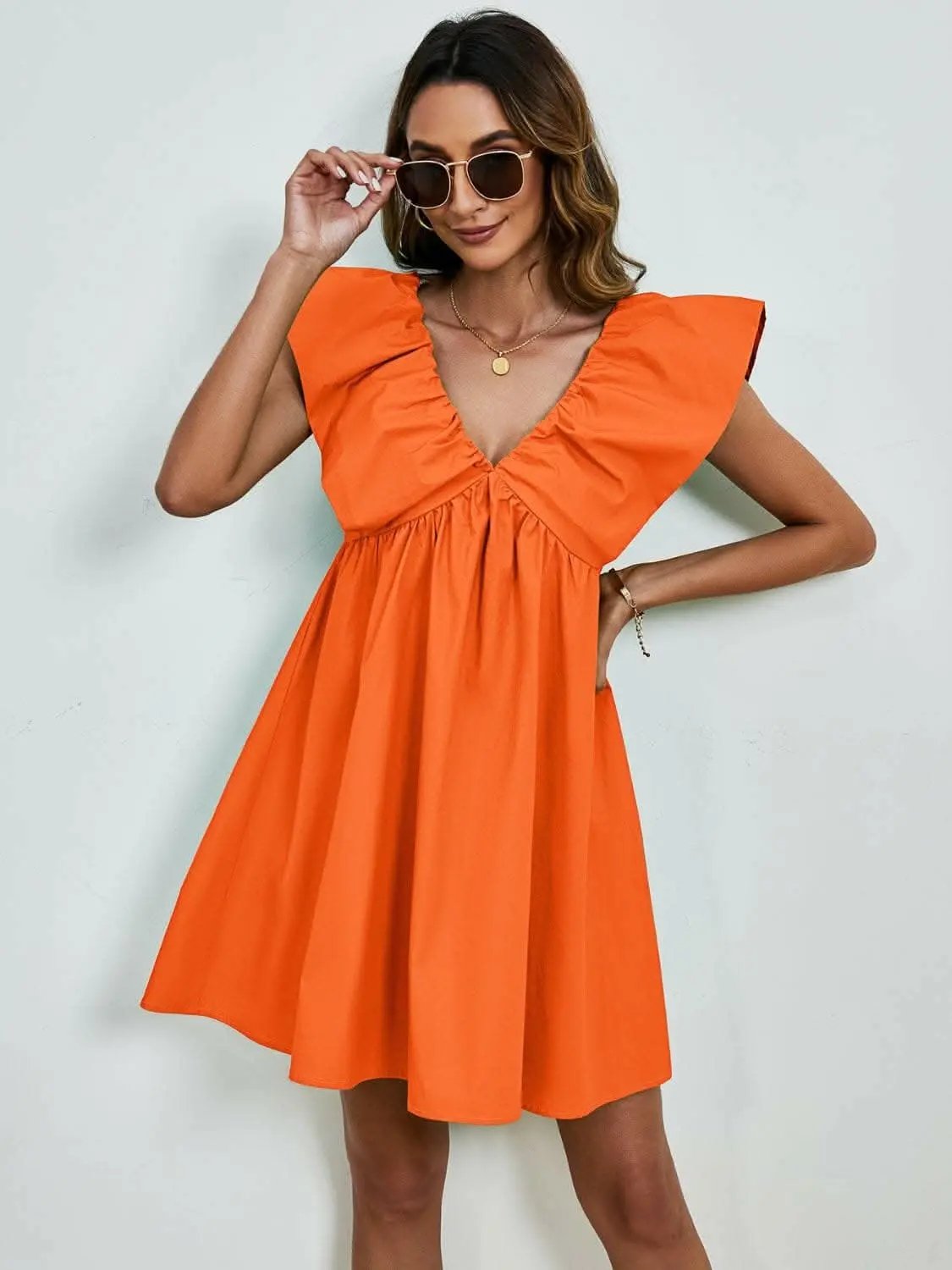Dresses Trendsi V-neck cap sleeve mini dress