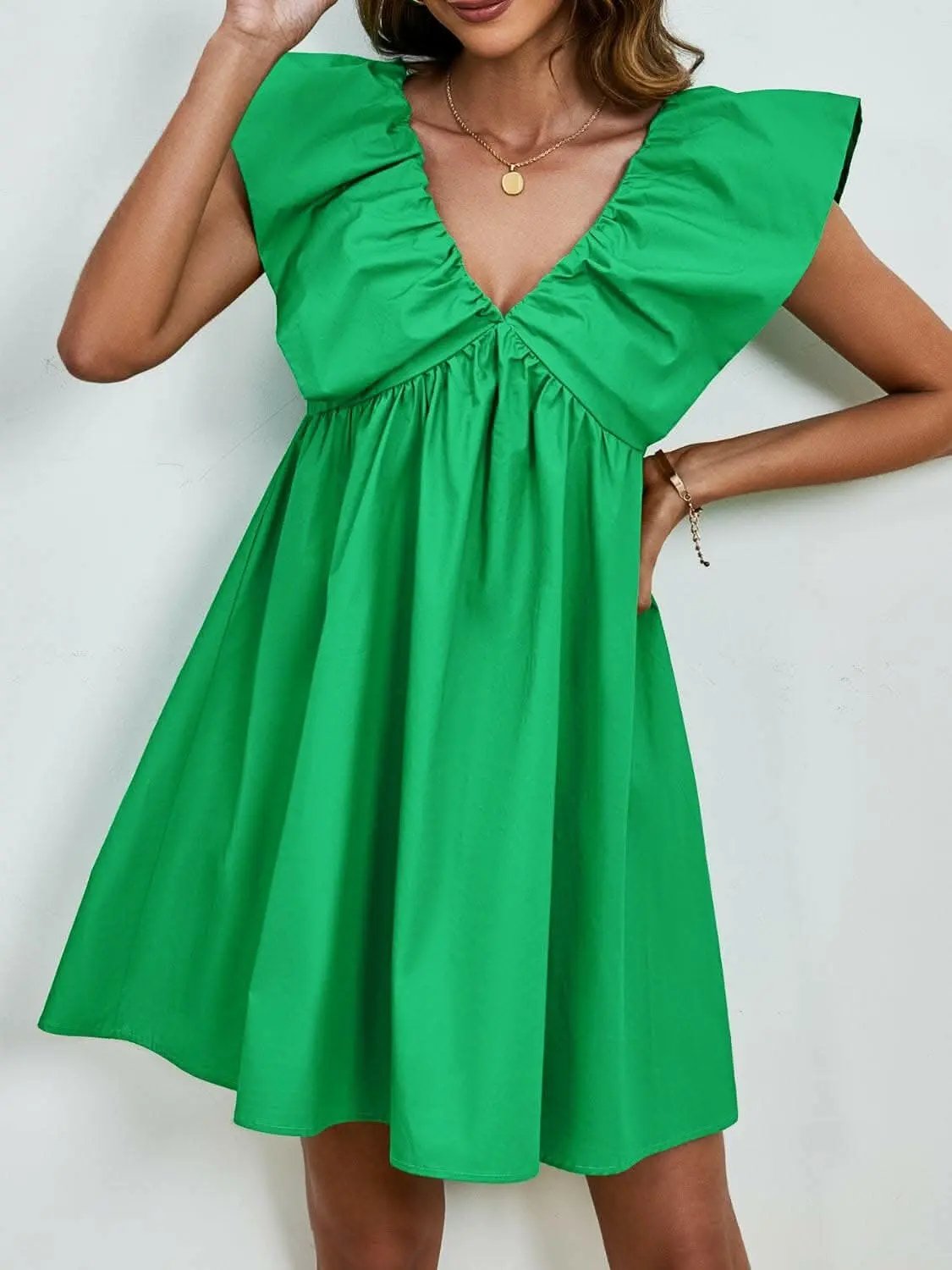 Dresses Trendsi V-neck cap sleeve mini dress