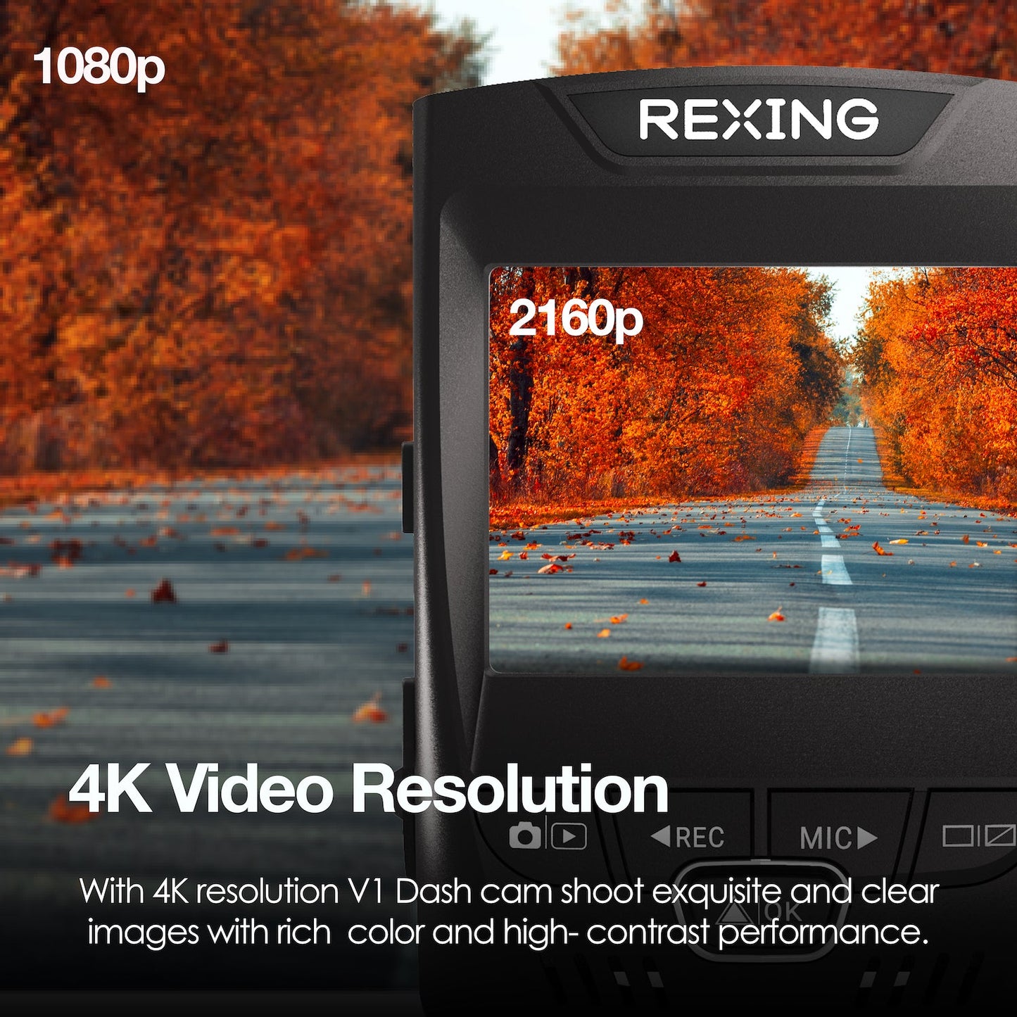 Cámara de salpicadero de coche Rexing V1-4K Ultra HD con Wi-Fi