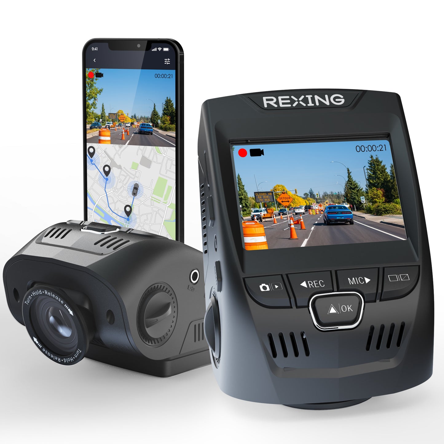 Cámara de salpicadero de coche Rexing V1-4K Ultra HD con registrador GPS, Wi-Fi y filtro CPL incluidos