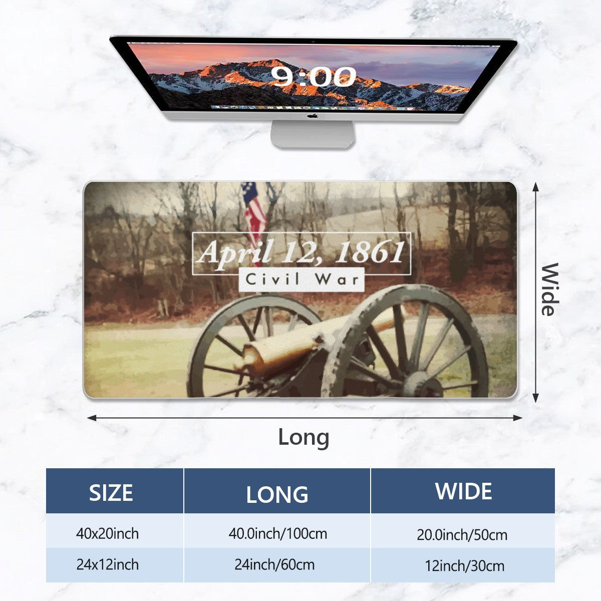 Reproduction Civil War Cannon Mousepad Desk Mat - available in 2 sizes