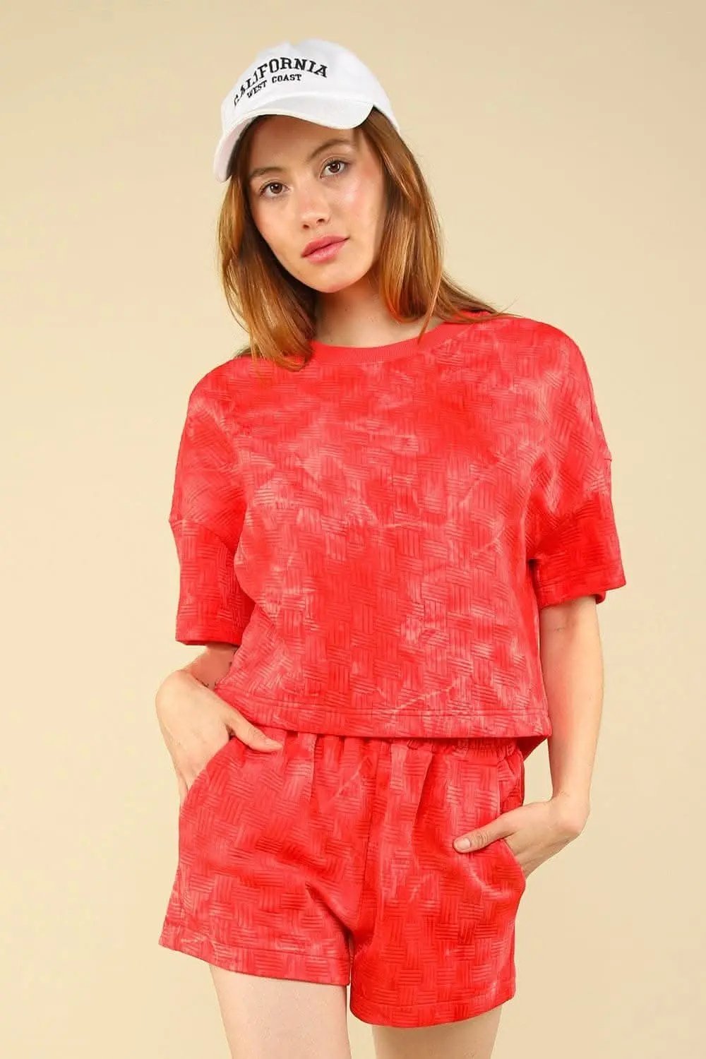 Shorts Trendsi Quilted Crop Top Set Women's Loungewear Casual Two-Piece Soft