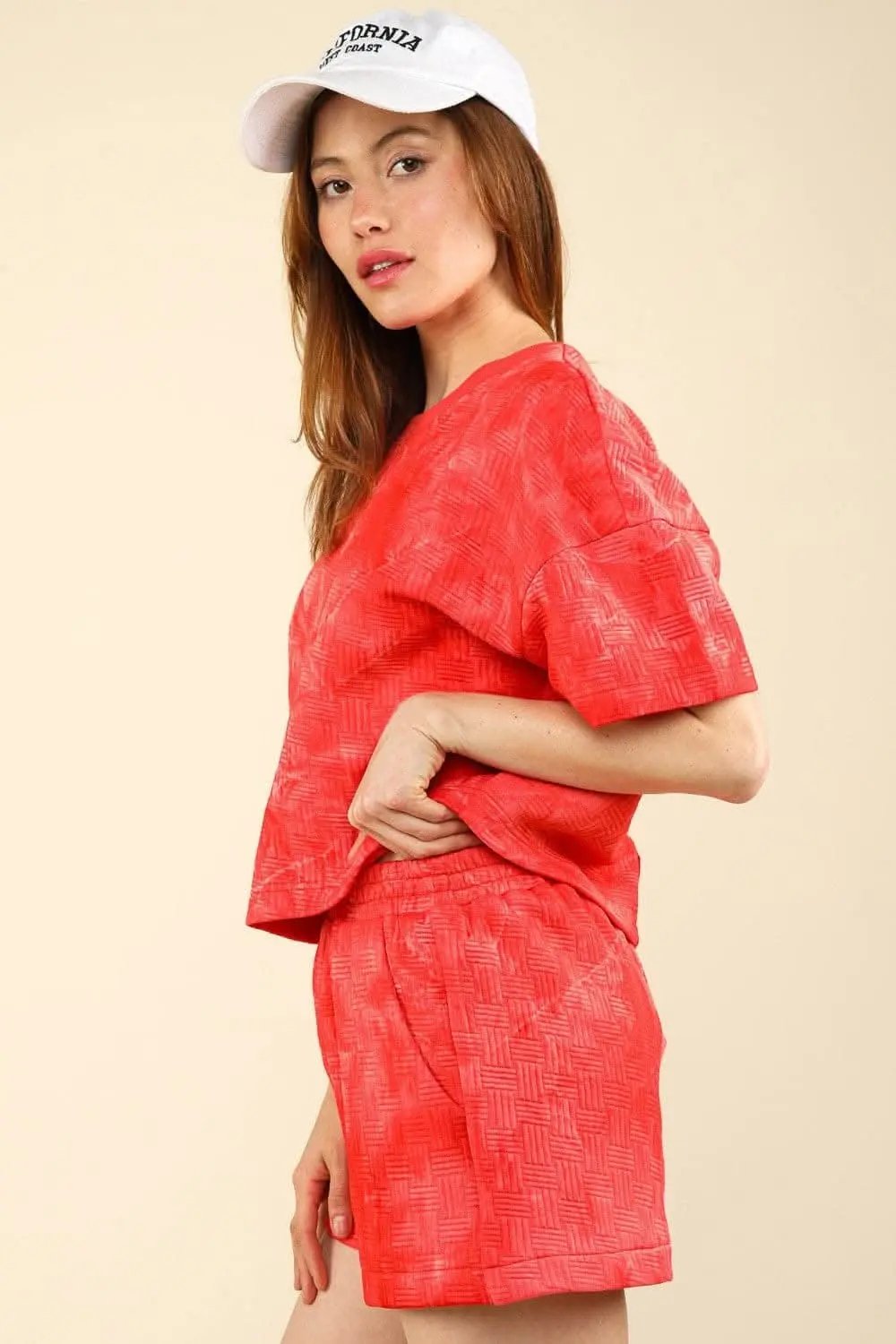Shorts Trendsi Quilted Crop Top Set Women's Loungewear Casual Two-Piece Soft