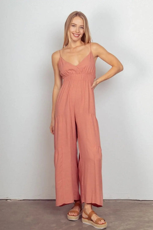Vestidos: Mono fruncido de Trendsi para mujer, peto informal de pernera ancha, enviado desde EE. UU., sin mangas