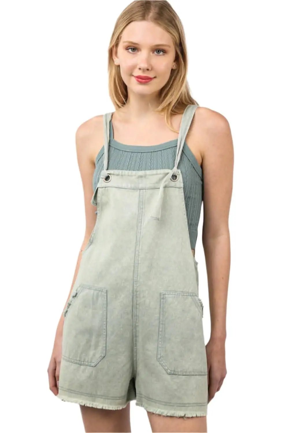 Jeans & Denim Trendsi VERY J Washed Frayed Hem Denim Overall