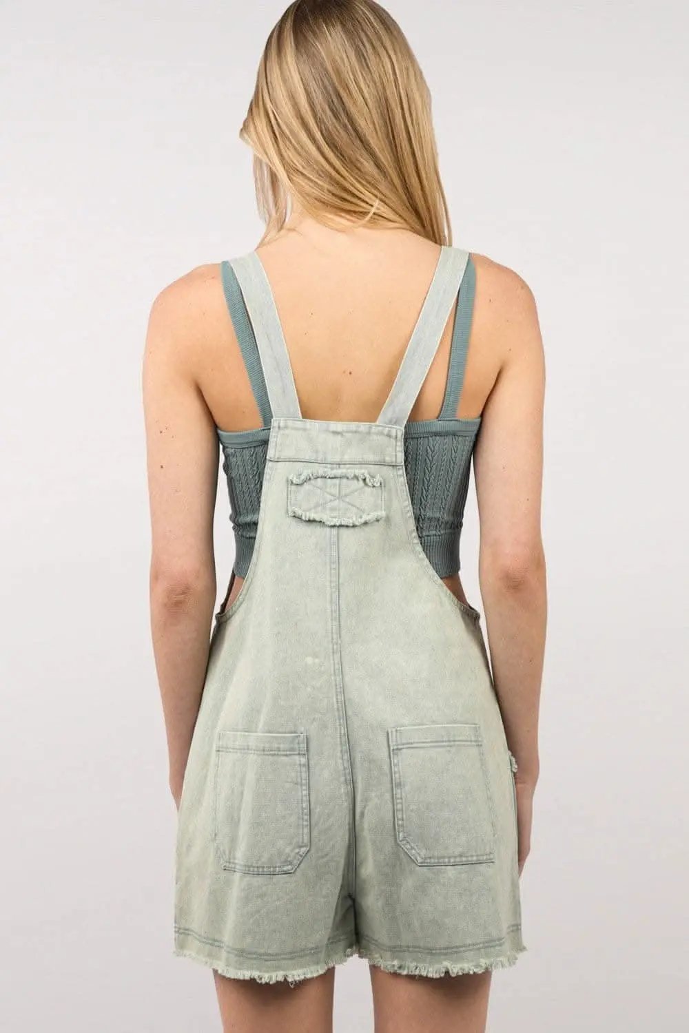 Jeans & Denim Trendsi VERY J Washed Frayed Hem Denim Overall