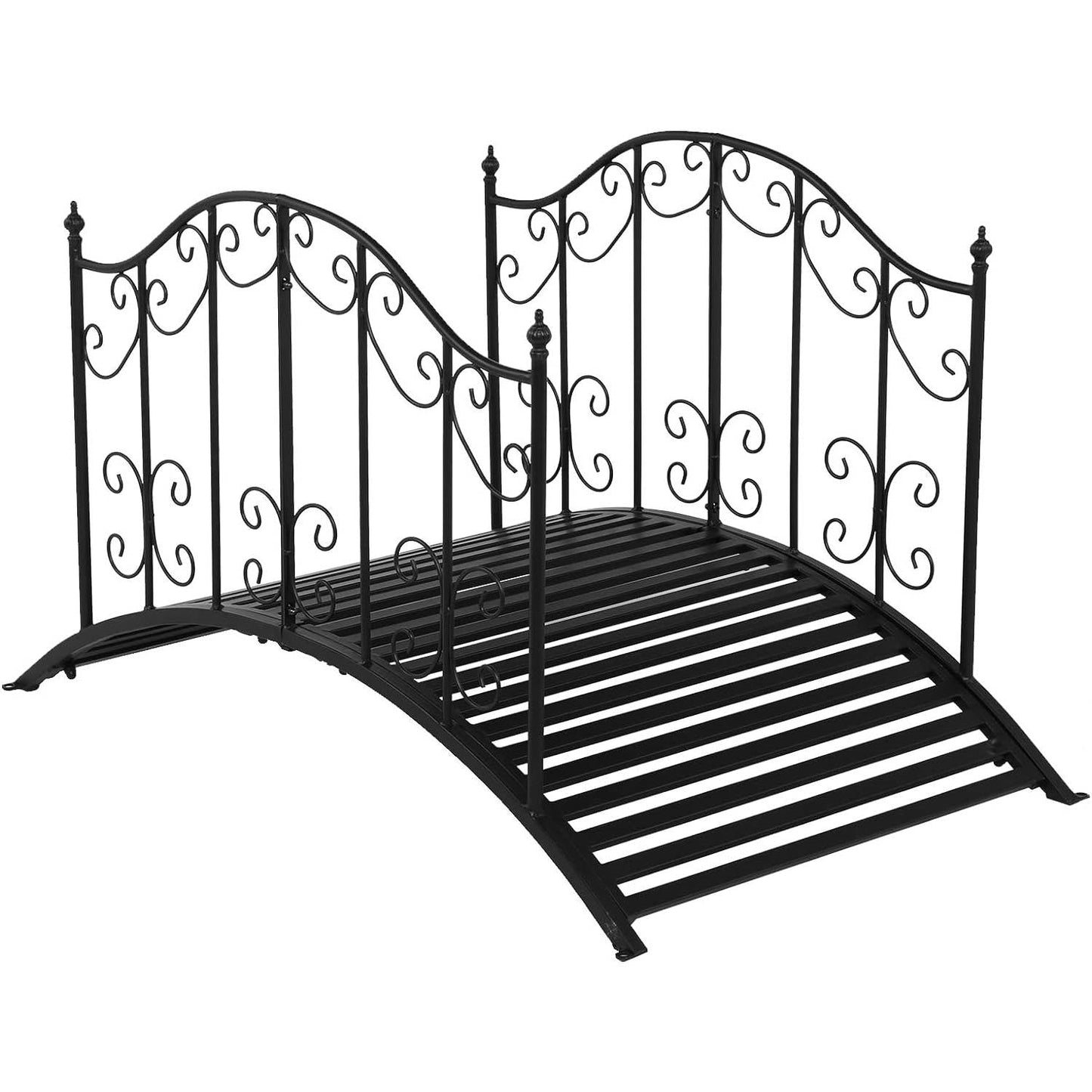 Puente de jardín de metal negro resistente de 1.2 m, a prueba de óxido para exteriores